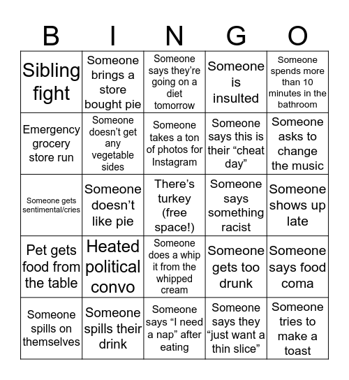 Thankful Bingo Card