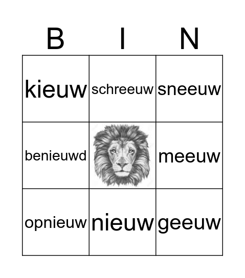 Bingo 'eeuw'-'ieuw' Bingo Card