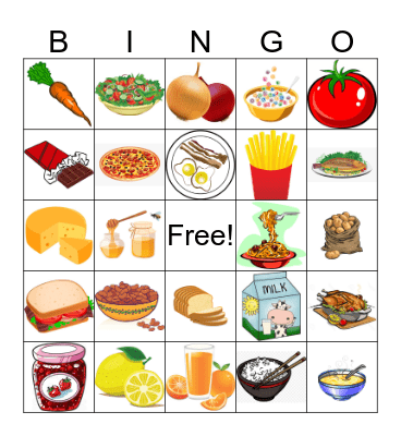 Food and Drink Bingo Card