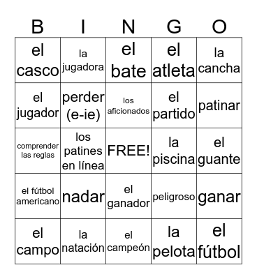 Los deportes Bingo Card