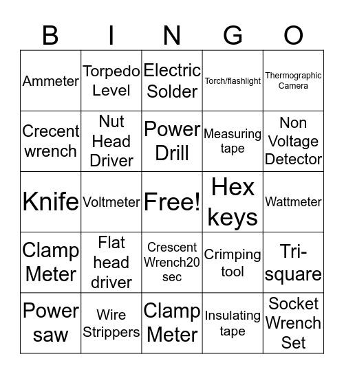 Electricidad Bingo Card