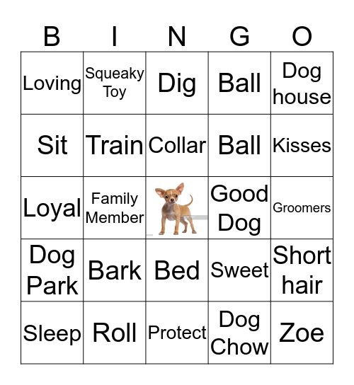 Zoe's Birthday Bingo Card