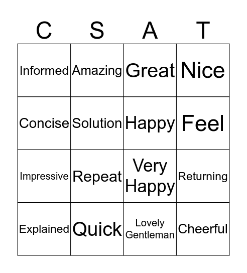 CSAT BINGO Card