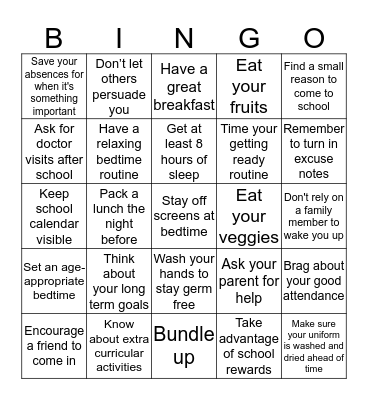 Attendance Bingo Card