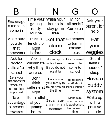 Attendance Bingo Card