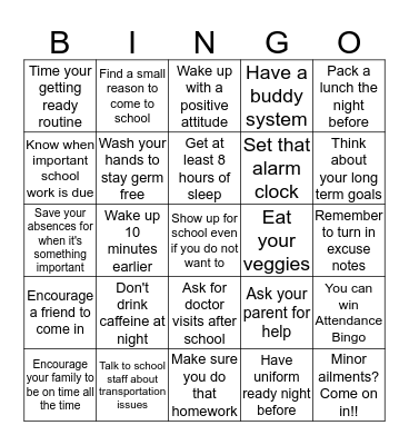 Attendance Bingo Card