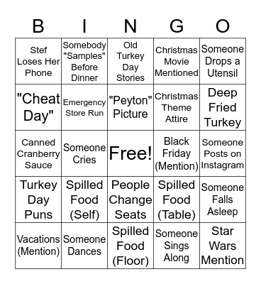 Vaughn Family Bingo Card