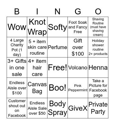 Holiday 2019 Bingo Card
