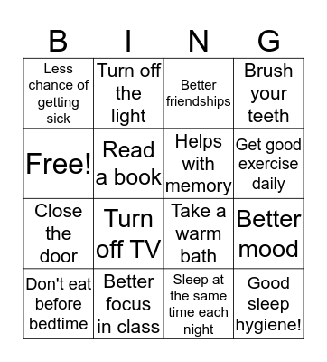 Sleep Bingo! Bingo Card