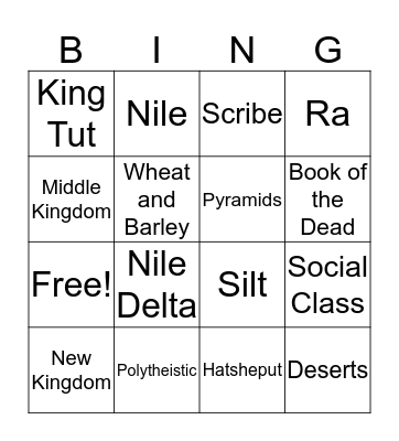 Egypt Review Bingo Card