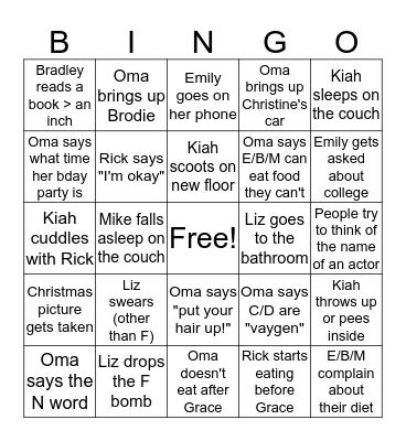 Thanksgiving Bingo Card