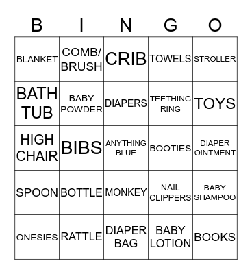 HARRISON'S BABY SHOWER BINGO Card