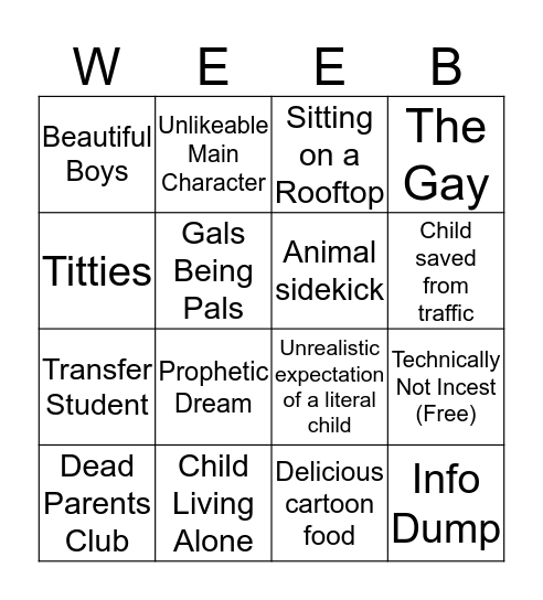 AreWeebThereYet Card Bingo Card