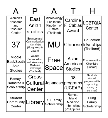 APATH Resource Bingo Card