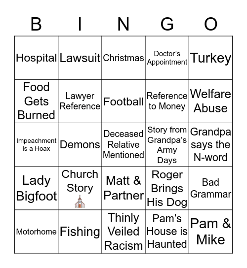 Thanksgiving Bingo Cards to Play With Your Dysfunctional Family