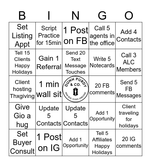 DPC Lead Gen Bingo Card