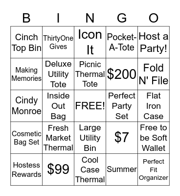 Thirty One Bingo! Bingo Card