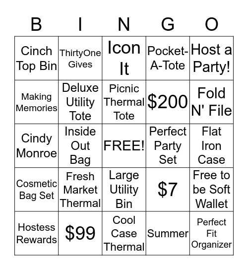 Thirty One Bingo! Bingo Card