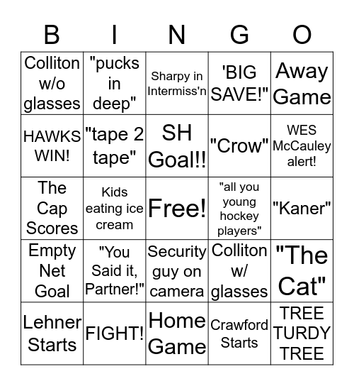 Blackhawks Bingo! Bingo Card