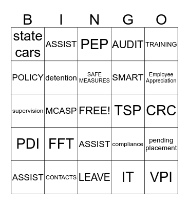 DJS Bingo Card