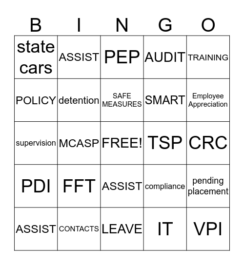 DJS Bingo Card