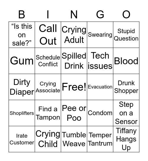 Helliday Bingo Card