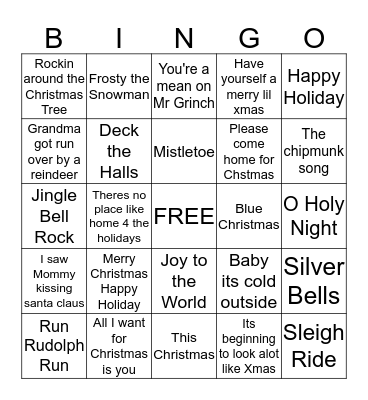 HOLIDAY TUNES Bingo Card