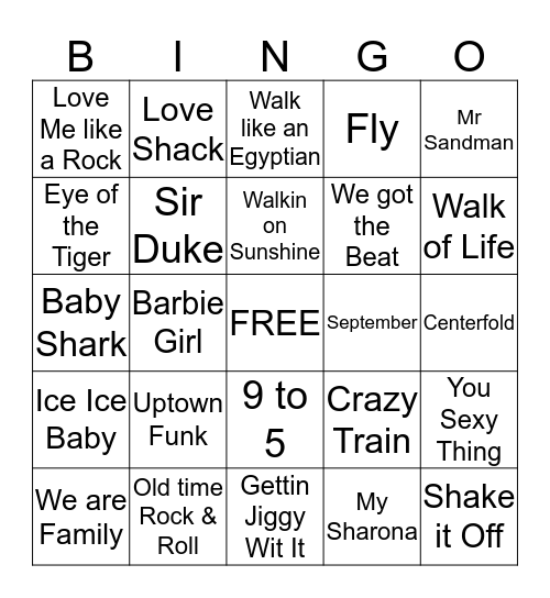 ROCKIN BINGO Card