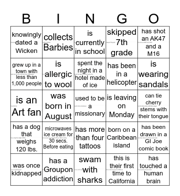FIND SOMEONE WHO Bingo Card