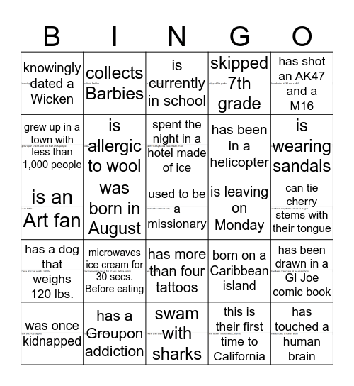 FIND SOMEONE WHO Bingo Card