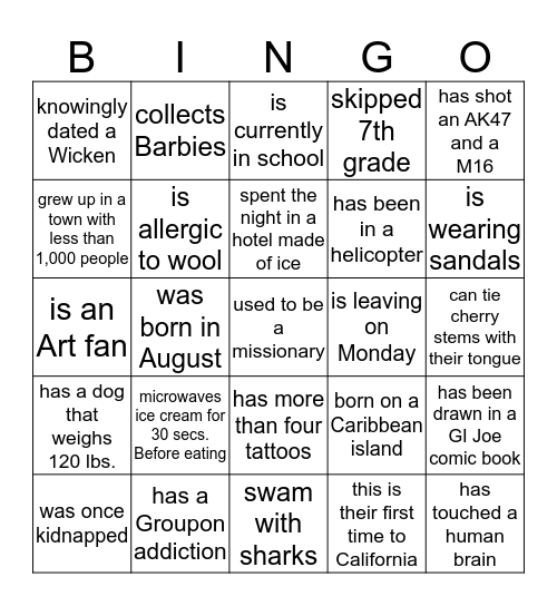 FIND SOMEONE WHO Bingo Card
