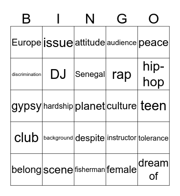 Hip-hop planet Bingo Card