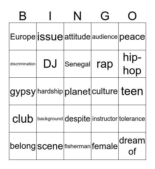Hip-hop planet Bingo Card