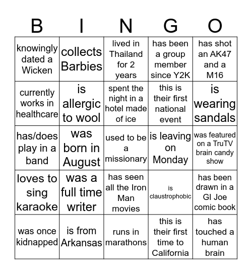 FIND SOMEONE WHO Bingo Card