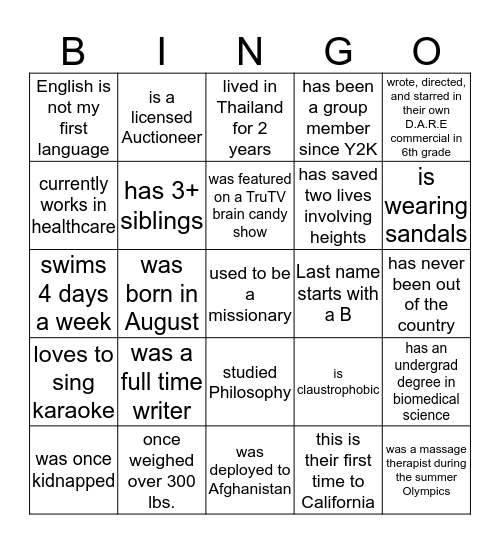 FIND SOMEONE WHO Bingo Card