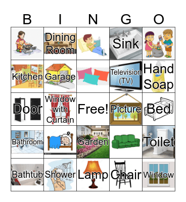 Rooms and Objects in a House Bingo Card