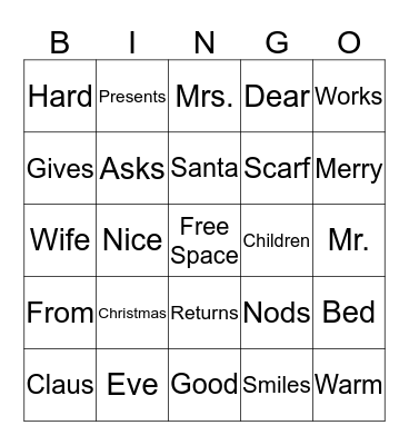 Santa's Christmas Bingo Card