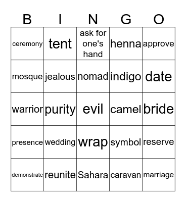 Bride of the Sahara Bingo Card
