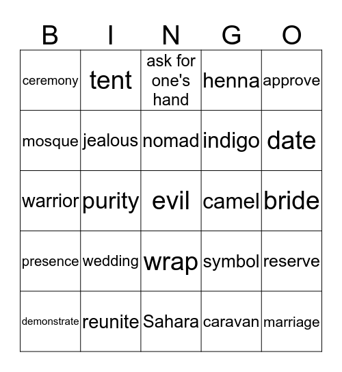 Bride of the Sahara Bingo Card