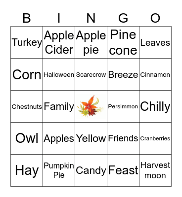Fall Fun Bingo Card