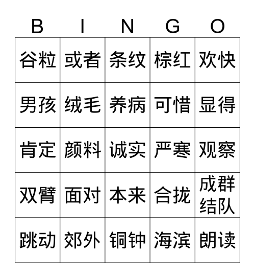 词语 Bingo13 Bingo Card