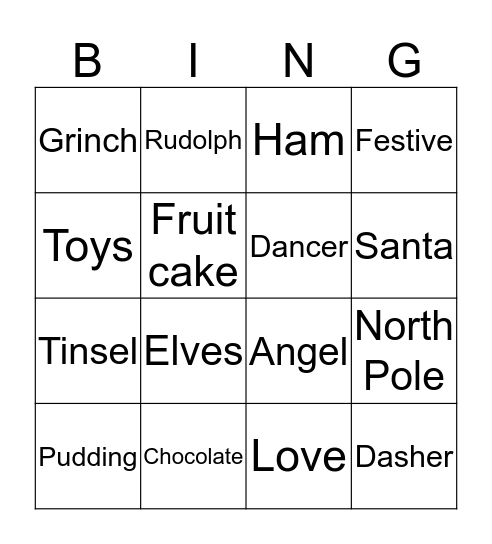 Christmas Bingo Card