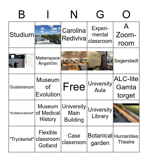 Lärmiljöer Uppsala Universitet Bingo Card