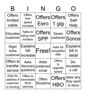 Quality Bingo Card