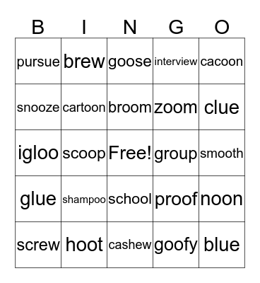 ew oo eu Bingo Card