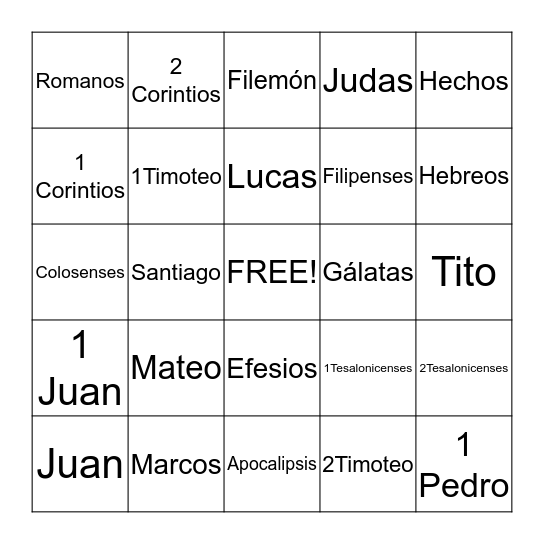 Libros de la Biblia Bingo Card