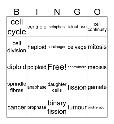 Cell Continuity  Bingo Card