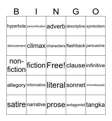 WORD BINGO Card