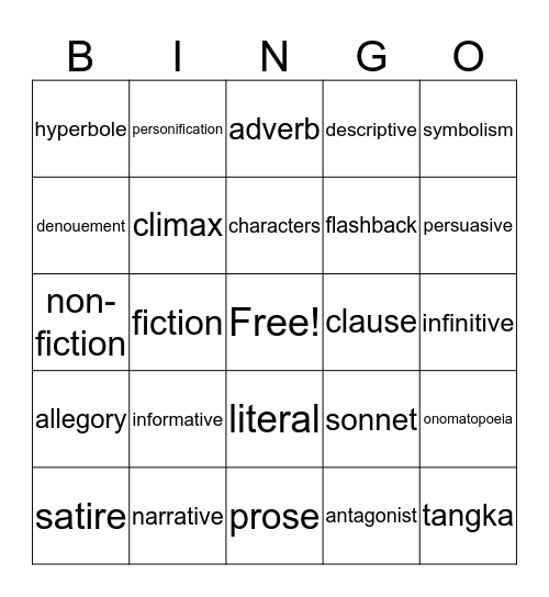 WORD BINGO Card