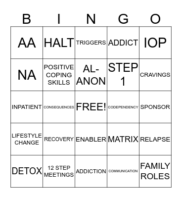 FAMILY MATRIX BINGO Card